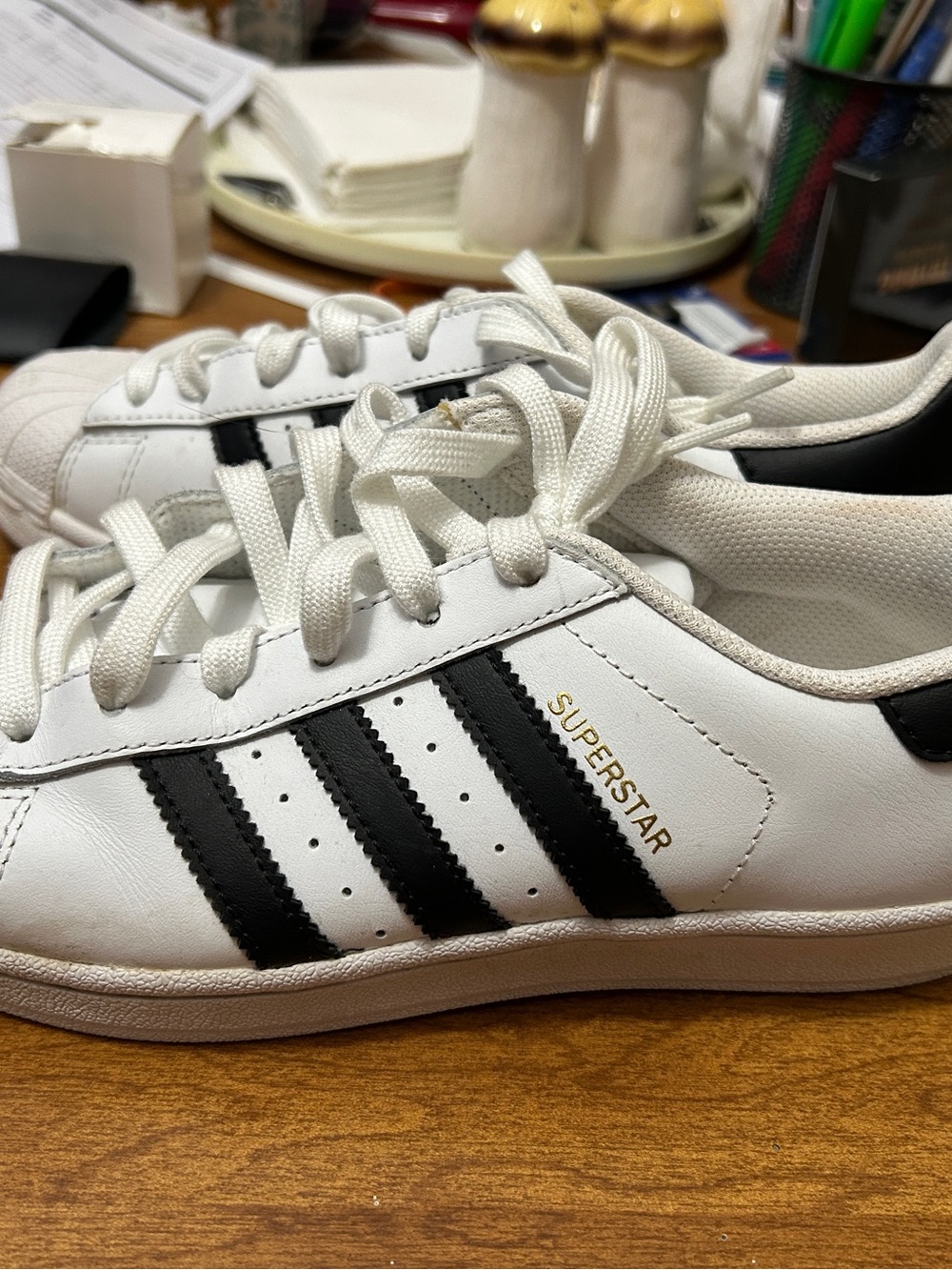 Adidas Superstar White & Black Lace-Up Sneakers